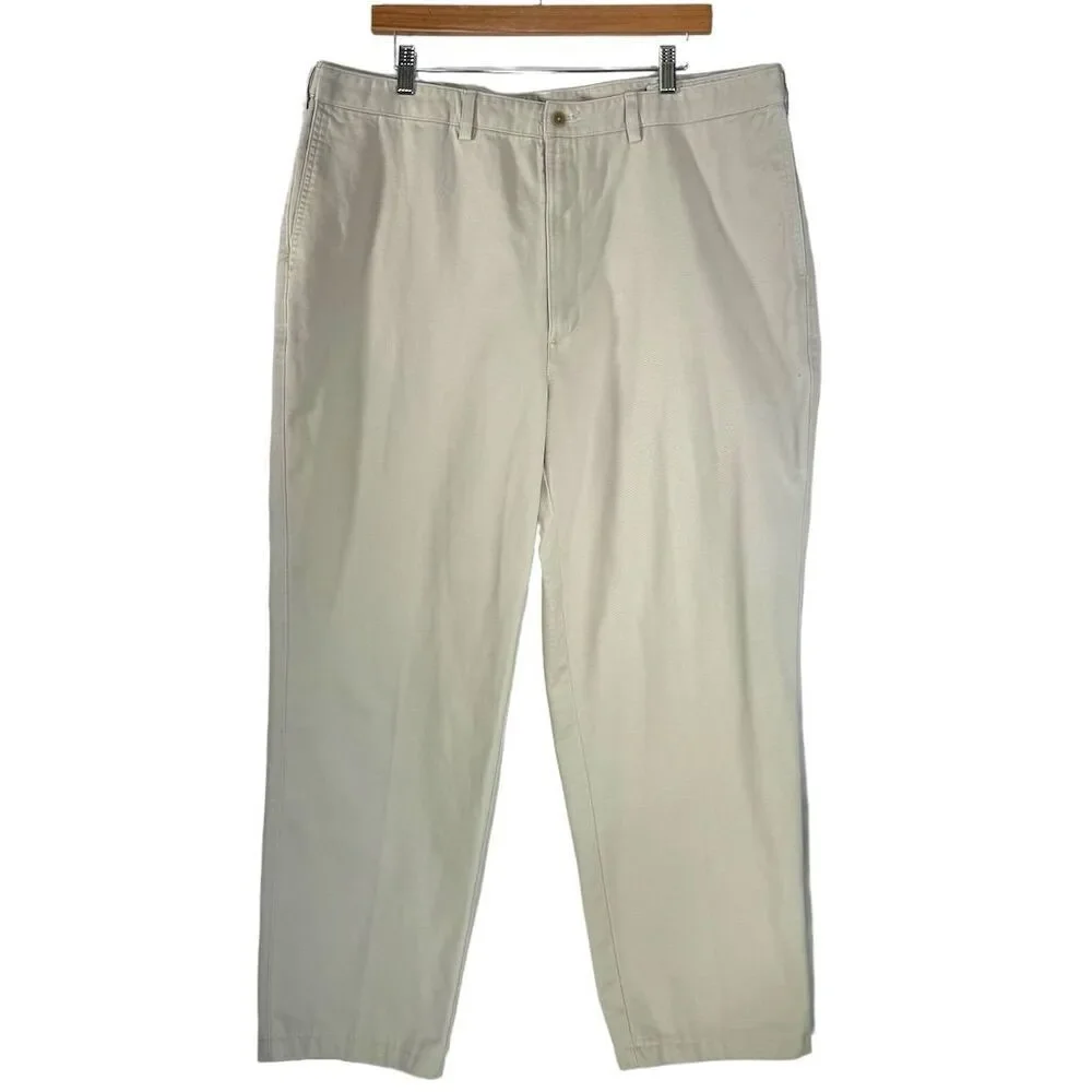 Cabela's Men's Khaki Chino Pants Size‎ 40W x 30L Flat Front Beige Cotton